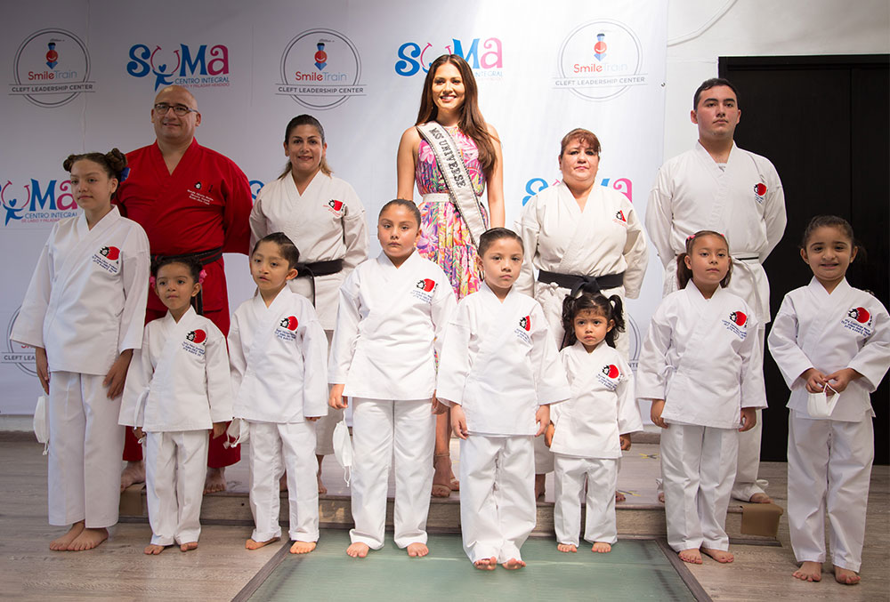 Andrea Meza with Centro SUMA's karate class