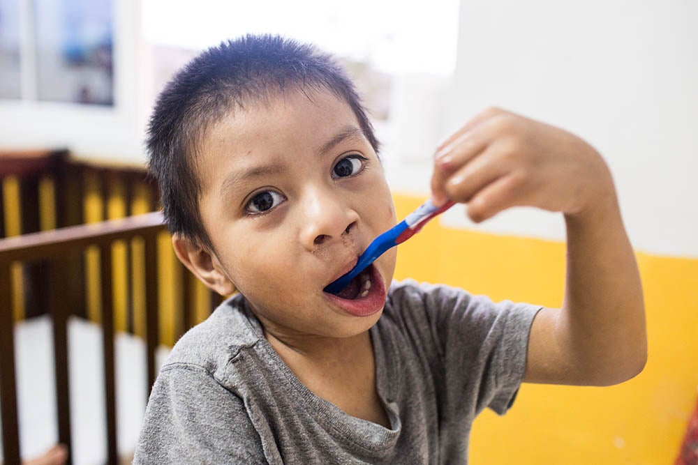 Auner se cepilla los dientes