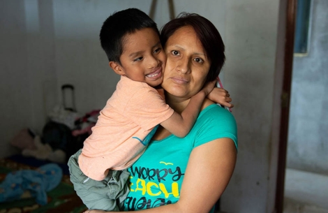 Anghelo hugging his mother after cleft surgery